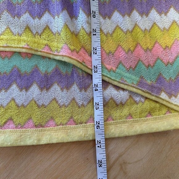 John P Greece Womens Colorful Striped Cap Sleeve Short Sleeve Hi Lo Top L - Picture 9 of 9